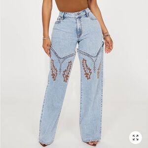 Western Boot Convertible Straight Leg Jeans - Light Wash